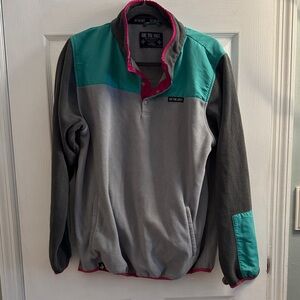 Ski The East Men's Grey & Teal Fleece Pullover Jacket